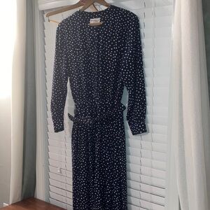 Vintage Appleseeds petite Navy Polka Dot Dress
